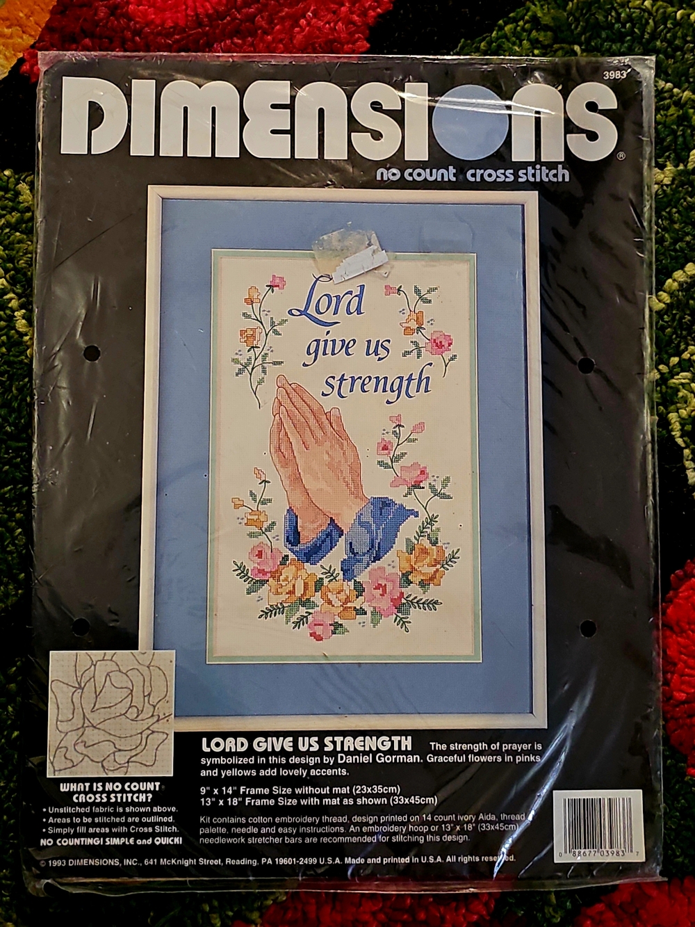 Dimensions 'Lord Give Us Strength' Blue Prayer Cross Stitch Wall Art Kit